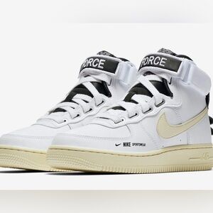 Nike AF1 Hi UT, White/Cream/Black, Size 9.5